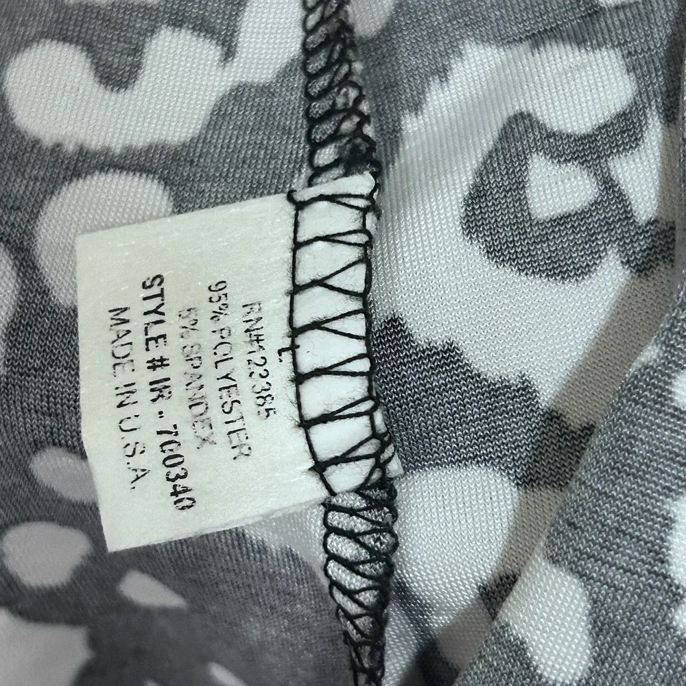 Isabella Rodriguez L Black White Print Open Front Swing Cardigan Waterfall Hem